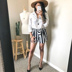 Shorts - Black + White Striped Shorts Shorts - Black + White Striped Shorts